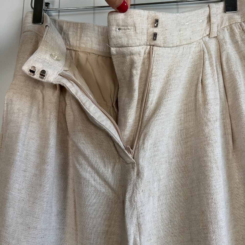 Abercrombie & Fitch women size 8L linen blend pant wide leg curve love beige - Picture 9 of 12